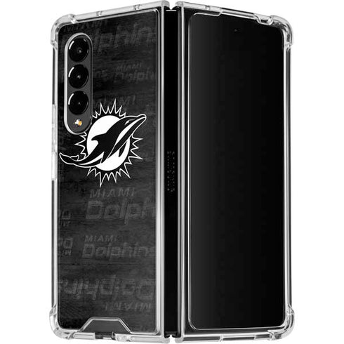 NFL Miami Dolphins Black & White Galaxy Z Fold4 5G Clear Case